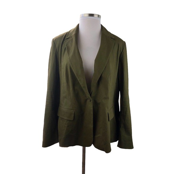 Lane Bryant Single Button Blazer Green Business Office Work Wear Plus Size 22/24 - Picture 4 of 7